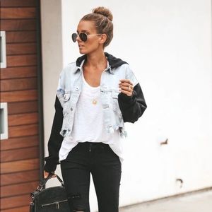 MAXED OUT DENIM CONTRAST HOODED JACKET